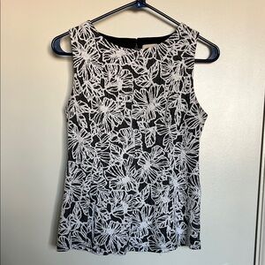 Floral Black and White Sleeveless Top